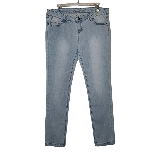 Wet Seal Woman'sJuniors Jeans Light Blue Low Waist Straight Leg Size 15 Regular - Picture 1 of 3